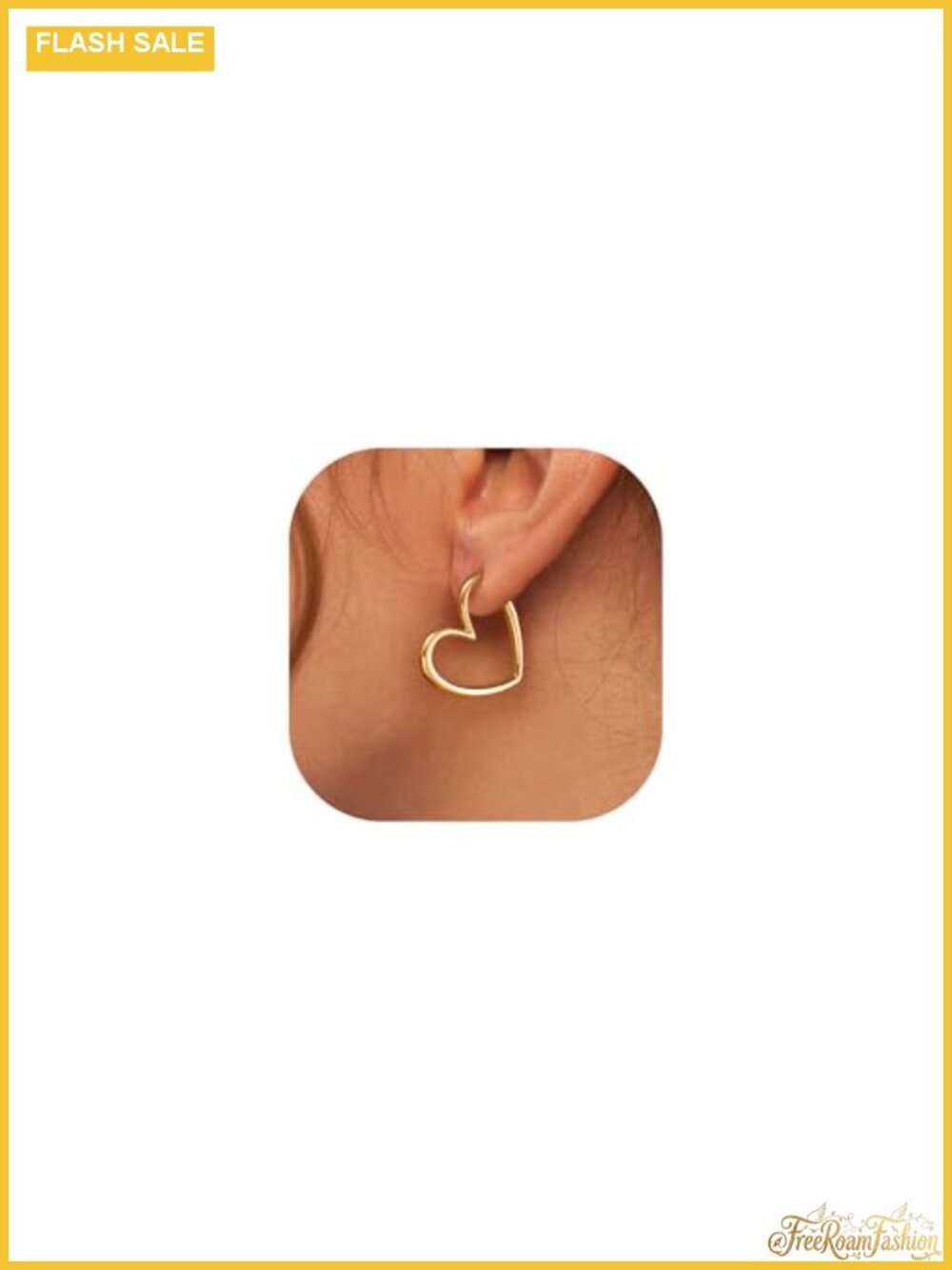 Gold Plated Heart Huggie Hoop Earrings Hypoallergenic Nickel-Free